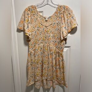 Cato flowy top warm floral pattern, butterfly sleeves Small